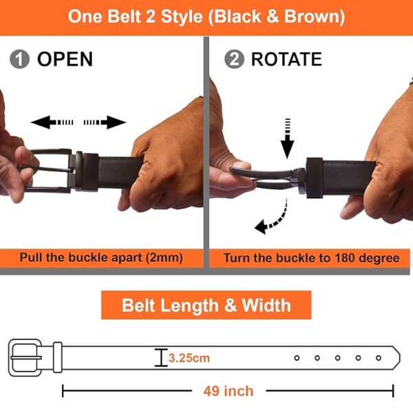 Men's Reversible Leather Belt - Image 6